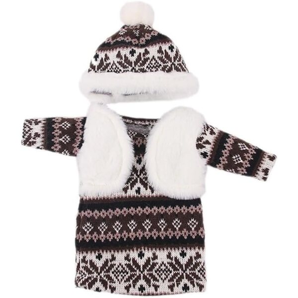 Abito e cappello in maglia per bambola da 46 cm - set completo accessori moda
