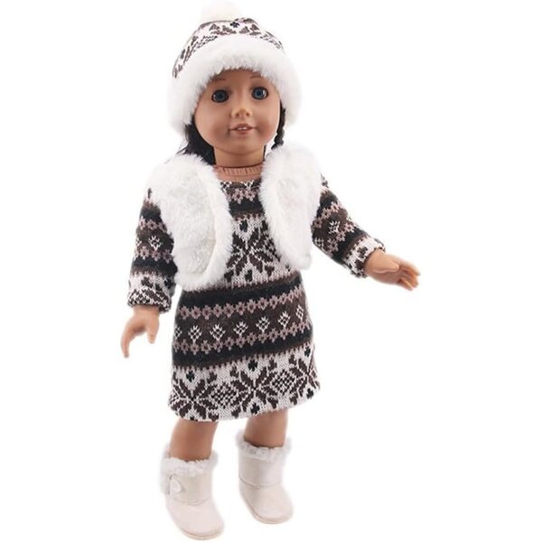 Abito e cappello in maglia per bambola da 46 cm - set completo accessori moda