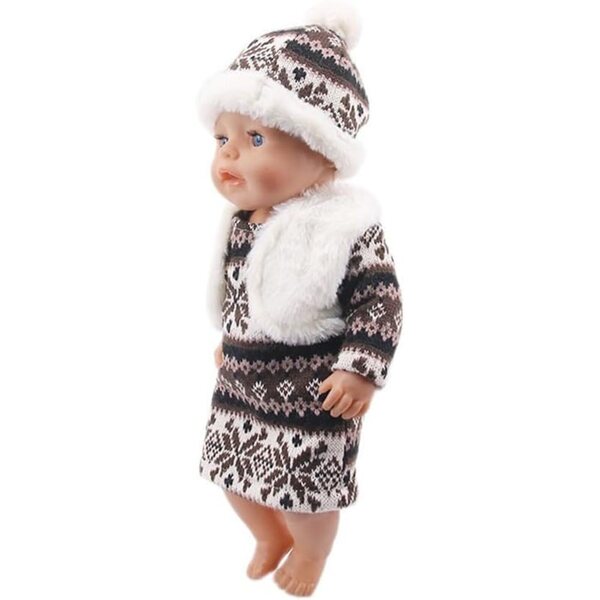 Abito e cappello in maglia per bambola da 46 cm - set completo accessori moda