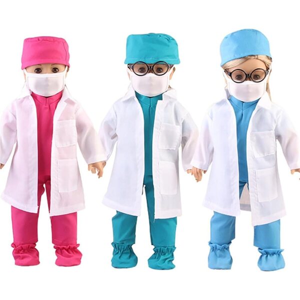 Costume Infermiera/Medico per Bambola 46 cm – Vestiti per Bambole Accessorio Gioco