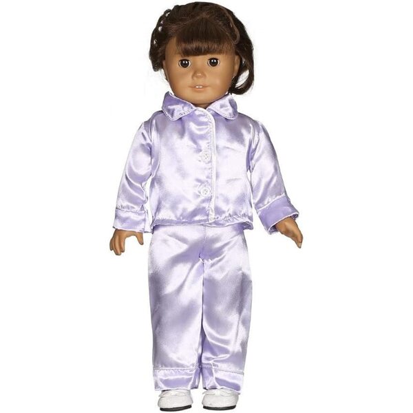 American Doll Pyjamas 46 cm – Lila Langarm- und Komforthosen-Set