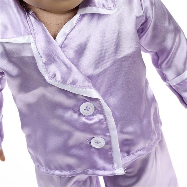 American Doll Pyjamas 46 cm – Lila Langarm- und Komforthosen-Set