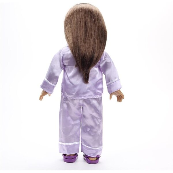 American Doll Pyjamas 46 cm – Lila Langarm- und Komforthosen-Set