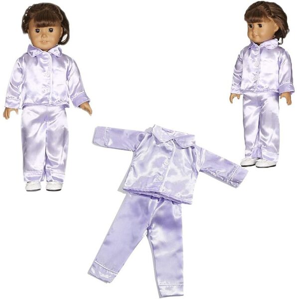 American Doll Pyjamas 46 cm – Lila Langarm- und Komforthosen-Set
