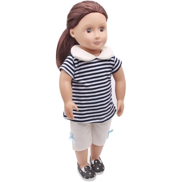 Abbigliamento per bambola americana 46 cm - Completo maglietta a righe e pantaloni bianchi