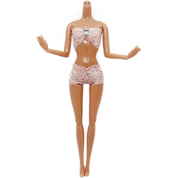 Bikini in pizzo per bambole BJD 60 cm - Costume 2 pezzi rosa per pupazzi SD 61 cm