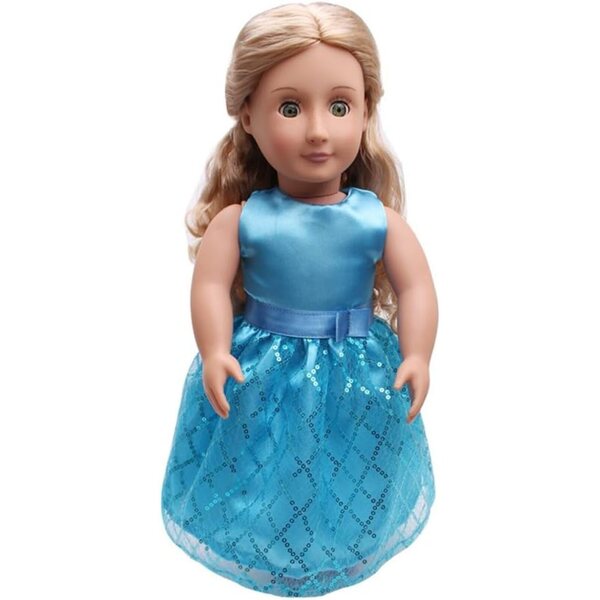 Spitzenkleid mit Pailletten für 46 cm große amerikanische Puppe, elegante Kleidung
