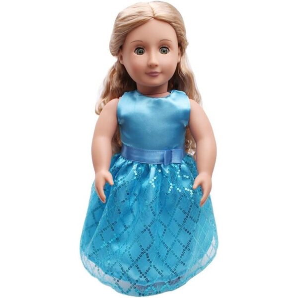 Spitzenkleid mit Pailletten für 46 cm große amerikanische Puppe, elegante Kleidung
