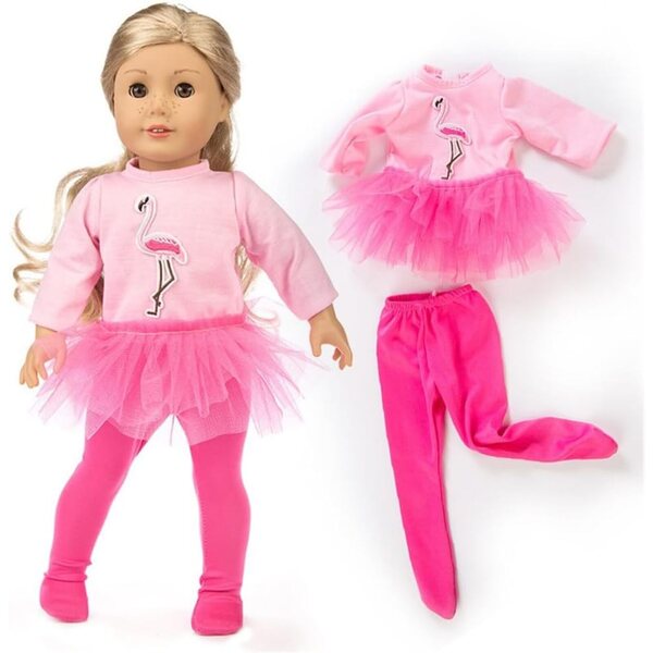 Abito e leggings flamingo per bambole da 46 cm - vestiti casual Uteruik
