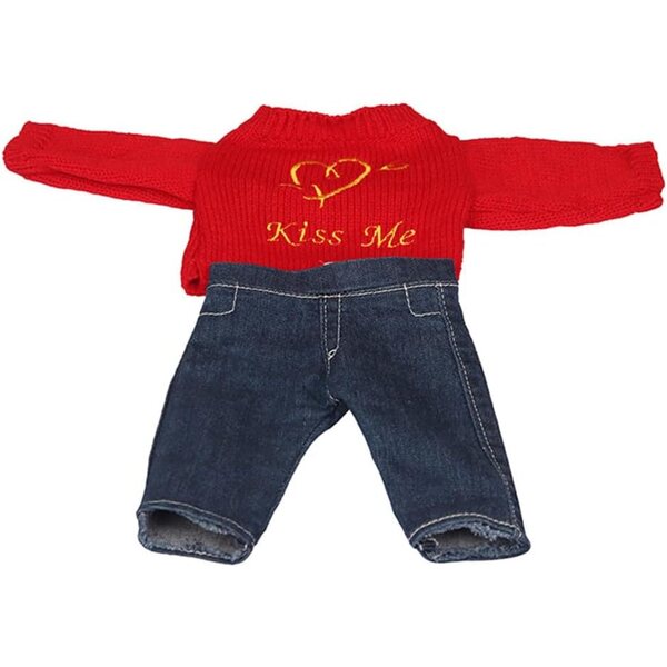 Weihnachtskleidung für 46-cm-Puppe – Pullover, Jeans und lässige Modeaccessoires