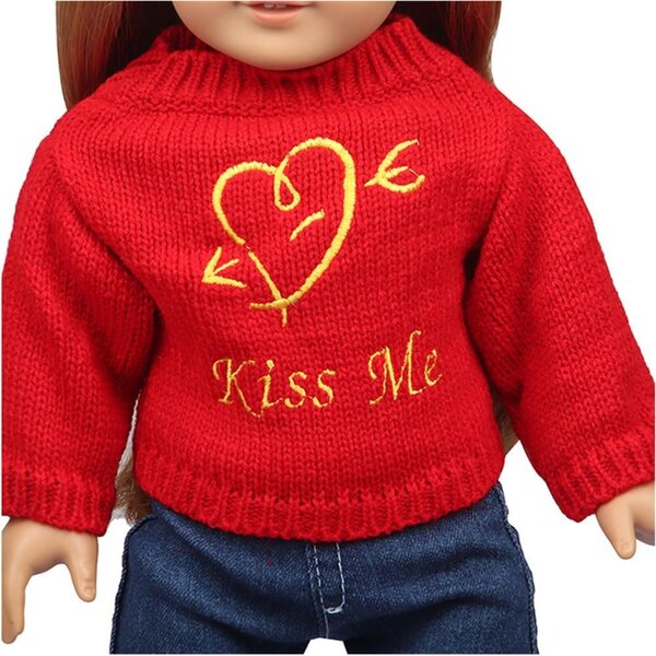 Weihnachtskleidung für 46-cm-Puppe – Pullover, Jeans und lässige Modeaccessoires