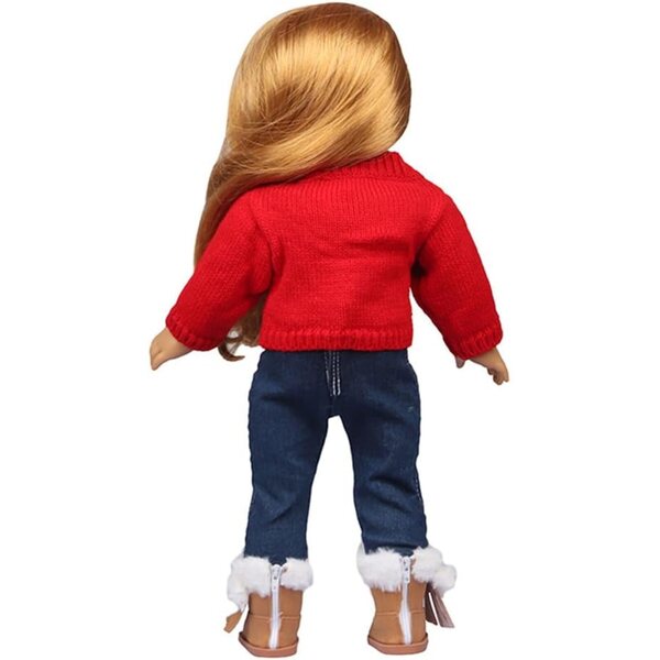 Weihnachtskleidung für 46-cm-Puppe – Pullover, Jeans und lässige Modeaccessoires