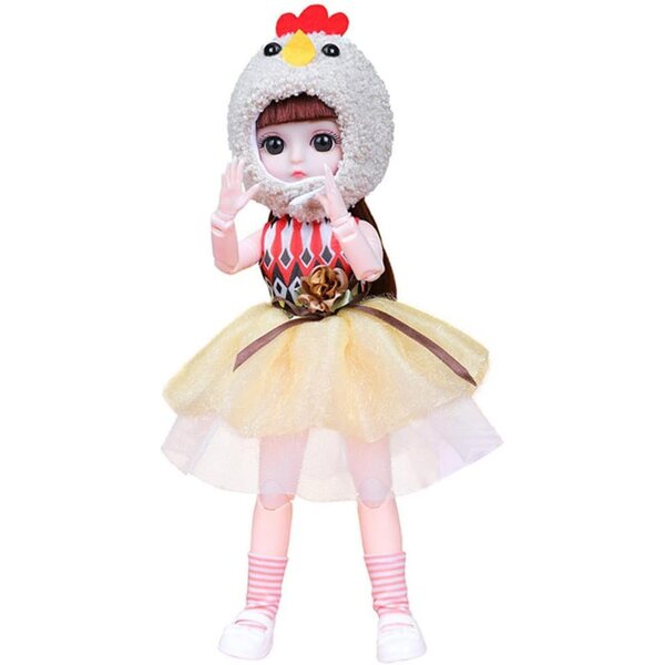 Kleid in Hühnerform für 30-cm-Puppe – Lustiges und farbenfrohes Kostüm