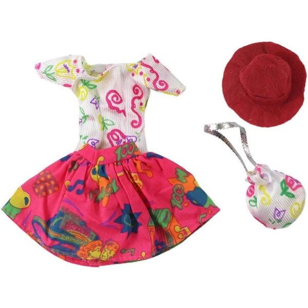 Abbigliamento per Bambole 30 cm con Cappello, Top, Gonna e Pochette - Uteruik