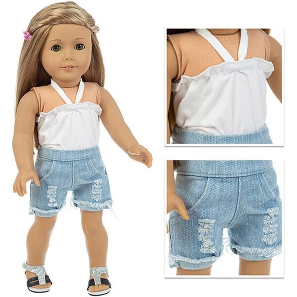 Abbigliamento per bambole 46 cm - Top e shorts con accessori moda Uteruik