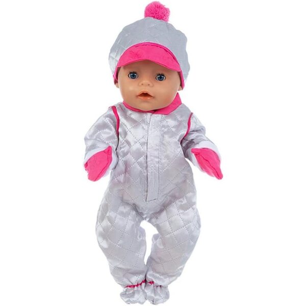 Costume invernale per bambola 46 cm: tuta, cappello e guanti inclusi