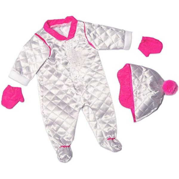 Costume invernale per bambola 46 cm: tuta, cappello e guanti inclusi