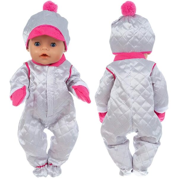Costume invernale per bambola 46 cm: tuta, cappello e guanti inclusi