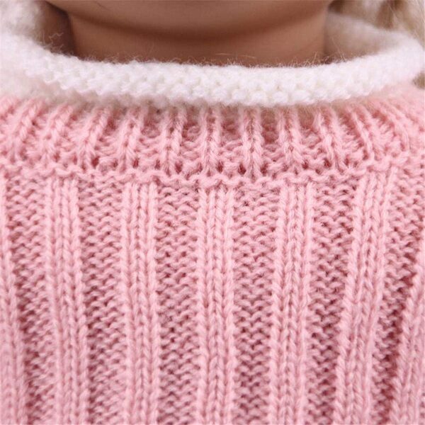 Gestricktes Kleidungsset für 46-cm-Puppe – rosa Kleid und Wintermütze