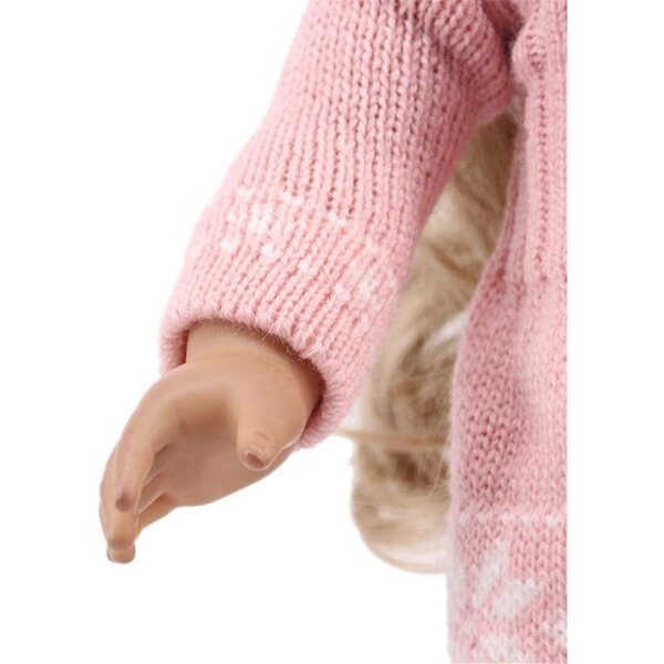Gestricktes Kleidungsset für 46-cm-Puppe – rosa Kleid und Wintermütze