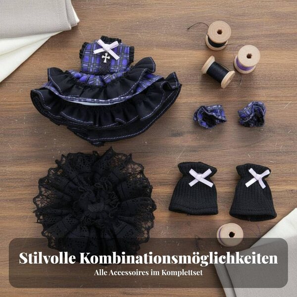Qianly Outfit per Bambole BJD OB11 con Dettagli in Pizzo Rosso Rosa Elegante