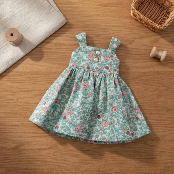 Qianly Abito a Fiori Verde per Bambola BJD 1/6 con Bottoni Decorativi Eleganti