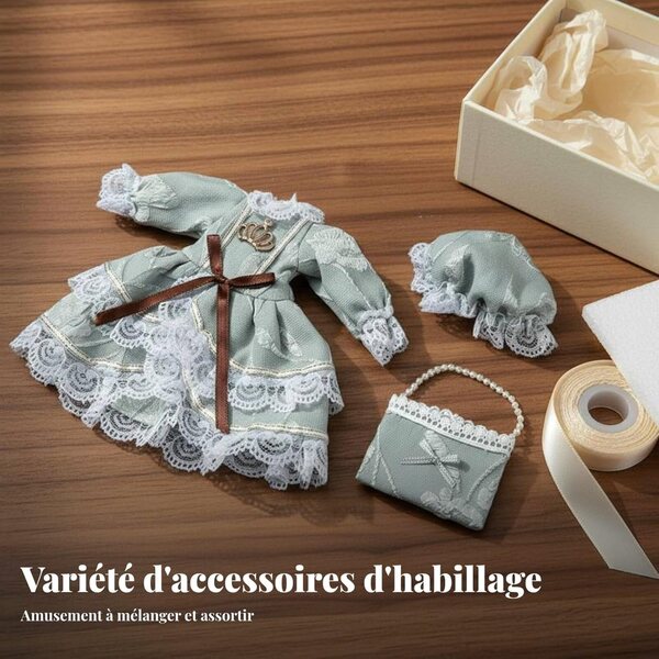 Robe Bleu Lolita per Bambole BJD 30 cm - Vestito Adorabile e Elegante