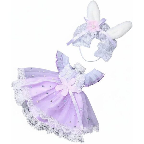 Qianly Vestito per Bambola 30 cm con Orecchie da Coniglio - Set Completo Viola
