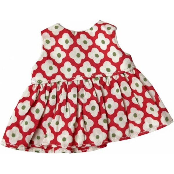 Qianly Abito Floreale senza Maniche per Bambole BJD 10-17 cm - Rosso Elegante