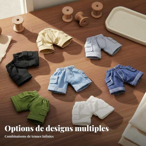 Qianly Pantaloni Cargo Miniatura per Bambole OB11 con Taglia Elastico e Tasche