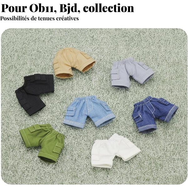 Qianly Pantaloni Cargo Miniatura per Bambole OB11 con Taglia Elastico e Tasche