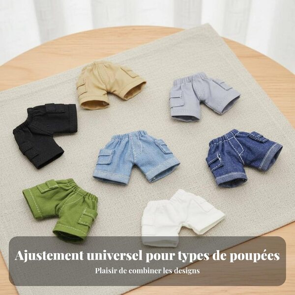 Qianly Pantaloni Cargo Miniatura per Bambole OB11 con Taglia Elastico e Tasche