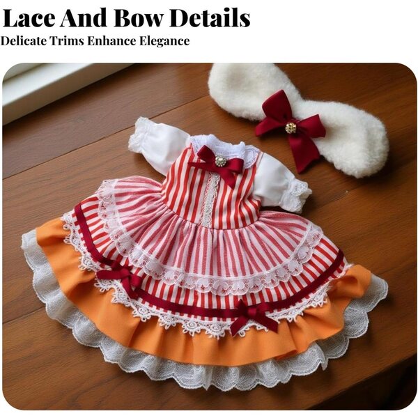 Abito bordeaux per bambola BJD da 30 cm design Lolita Adorabile - Abito elegante per bambina