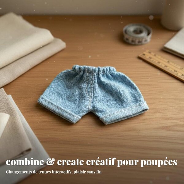 Dunkle Jeansshorts für die OB11-Puppe – realistischer und bequemer Casual-Look