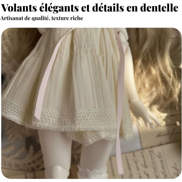 Abito estivo giallo chiaro per bambola BJD 1/6 in Tessuto Leggero e Raffinato
