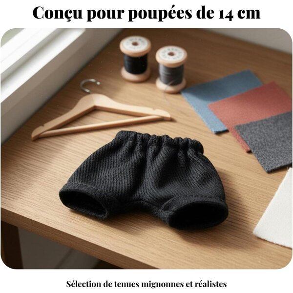 Predolo Tenuta Miniature per Bambole 14 cm - Short Blu con Cuciture Arancioni
