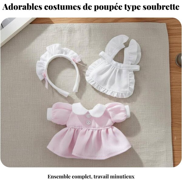 predolo Costume Soubrette per Bambole con Serre-Tête Regolabile e Dettagli in Pizzo