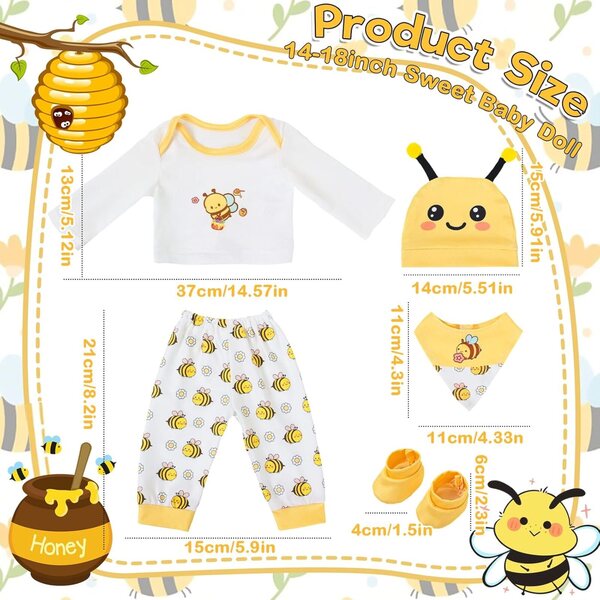Set abbigliamento per bambole 35,6-45,7 cm con 5 pezzi Yellow Bee