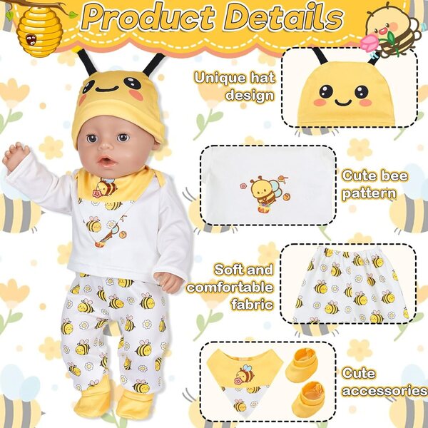 Set abbigliamento per bambole 35,6-45,7 cm con 5 pezzi Yellow Bee