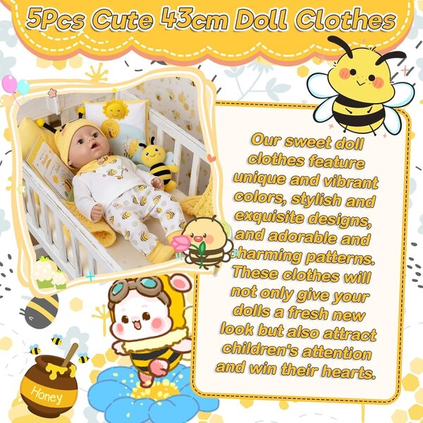 Set abbigliamento per bambole 35,6-45,7 cm con 5 pezzi Yellow Bee