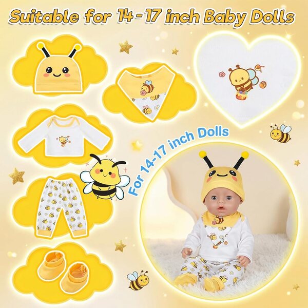 Set abbigliamento per bambole 35,6-45,7 cm con 5 pezzi Yellow Bee