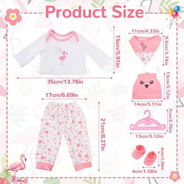 Vestito per bambola rosa fenicottero, design elegante e colorato