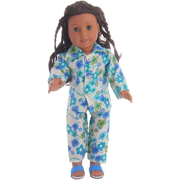 Ensemble Pigiama per Bambole 46 cm - Maglia a Maniche Lunghe e Pantaloni Floreali