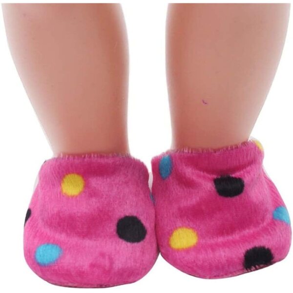 Gepunktete Plüsch-Pantoufles für 46-cm-Puppen – Komfort- und Stil-Accessoire