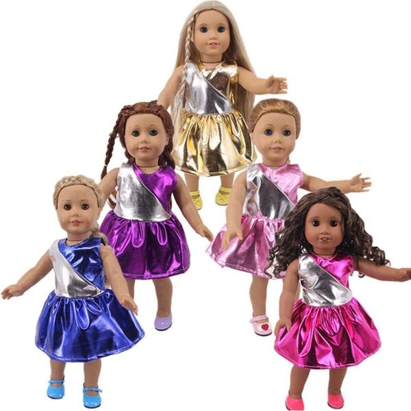 Buntes Kleid für 46-cm-Puppe - Elegantes Kleid für amerikanische Puppen
