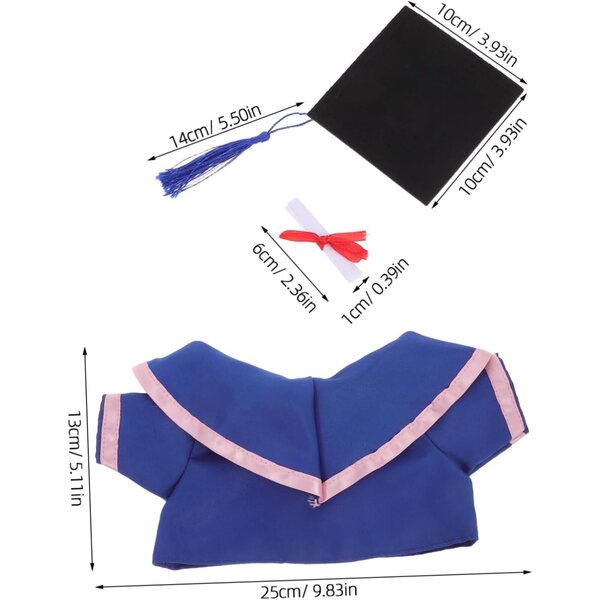 Vestito Tocco e Toga per Bambole Ours en Peluche con Cappello e Certificato