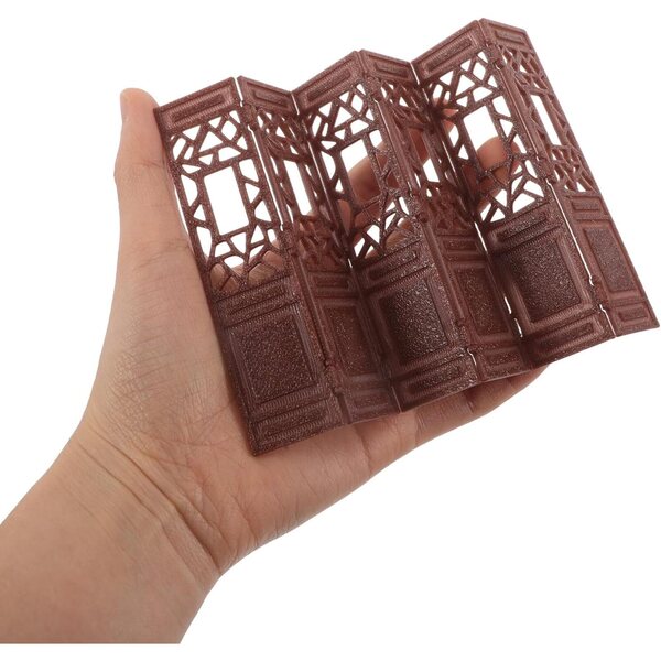 Mini Paravento Vintage in Plastica per Casa delle Bambole Stile Orientale 1:20