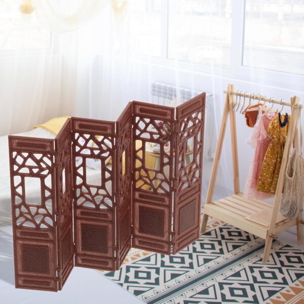 Mini Paravento Vintage in Plastica per Casa delle Bambole Stile Orientale 1:20