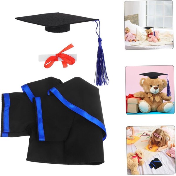 Amosfun Completo Costume di Laurea per Bambole Orsetto con Robe e Cappello