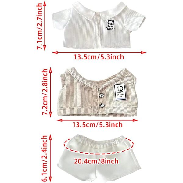 Bekleidungsset für 10–20 cm große Plüschpuppen mit dunkelblauer Krawatte und Weste